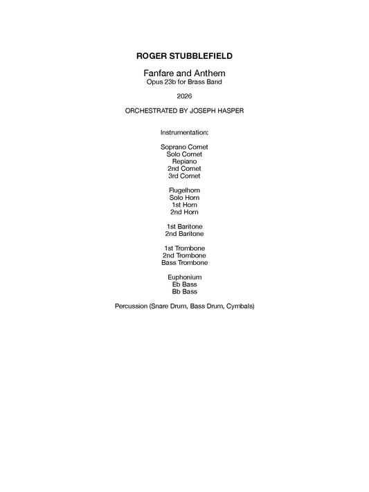Fanfare and Anthem, Op 23b - For Brass Band and Percussion