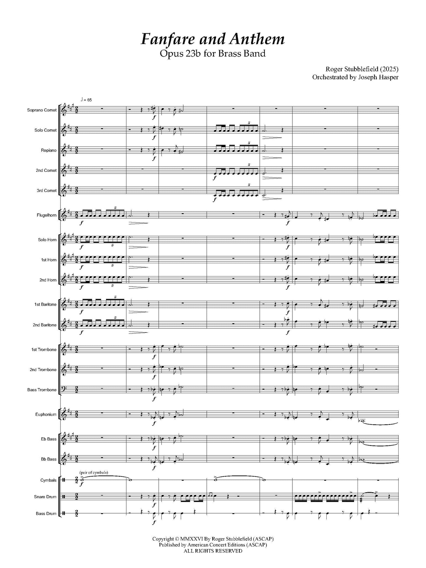 Fanfare and Anthem, Op 23b - For Brass Band and Percussion