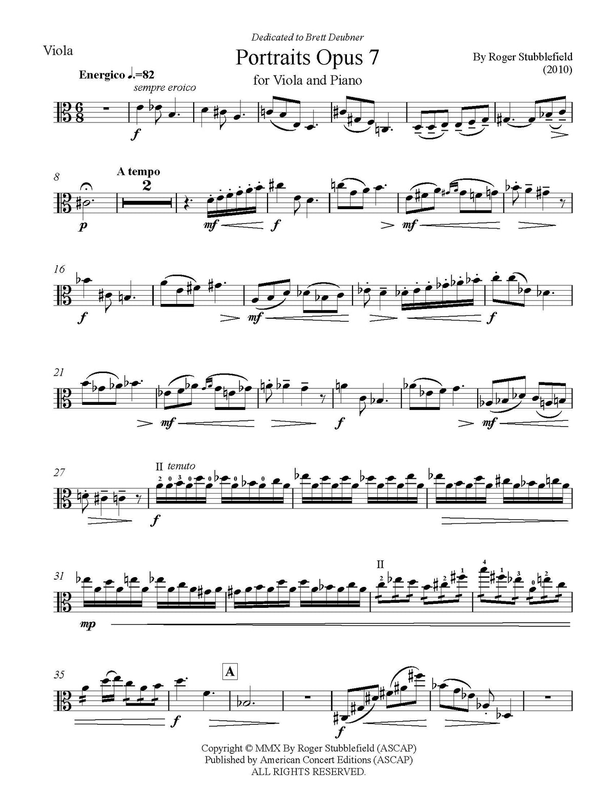 Portraits for Viola and Piano, Op. 7