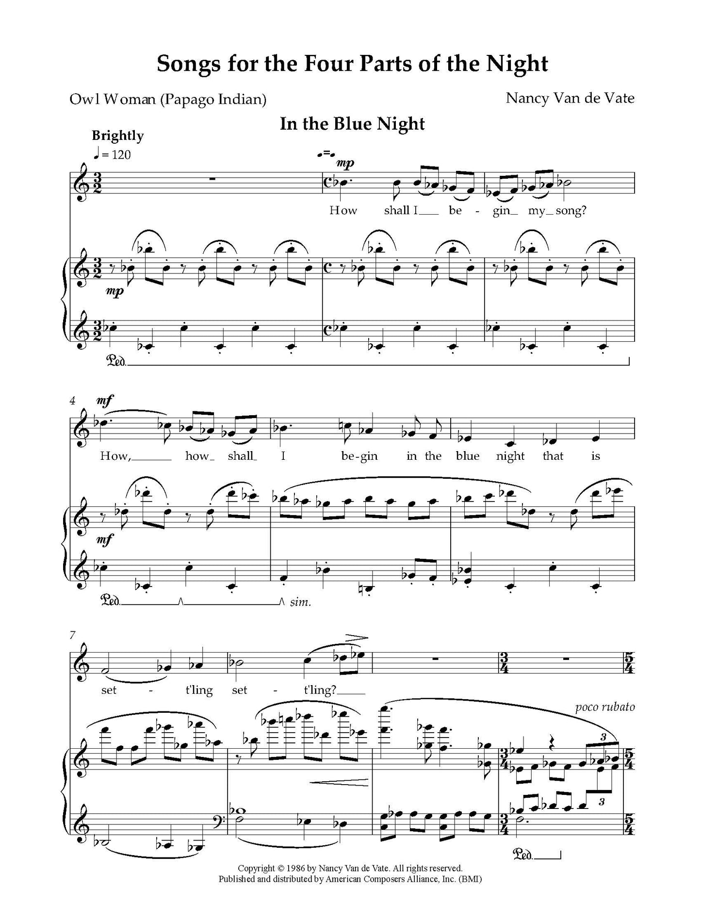 SONGS FOR THE FOUR PARTS OF THE NIGHT