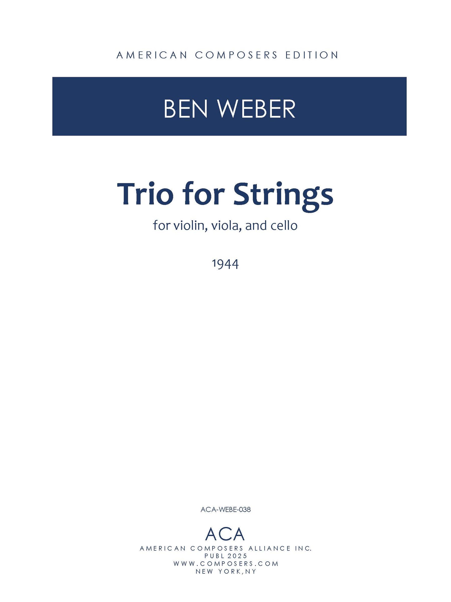 TRIO FOR STRINGS, op 19