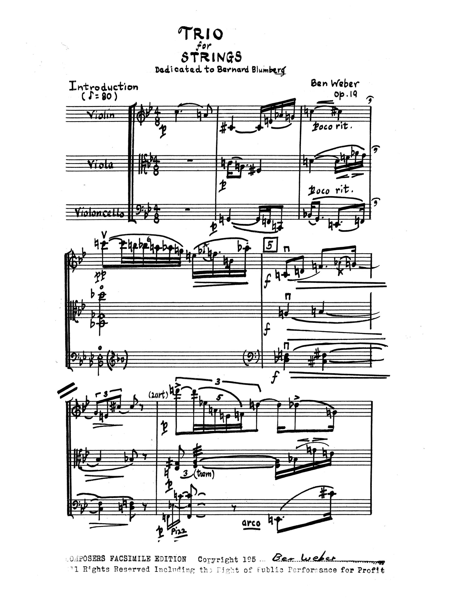 TRIO FOR STRINGS, op 19