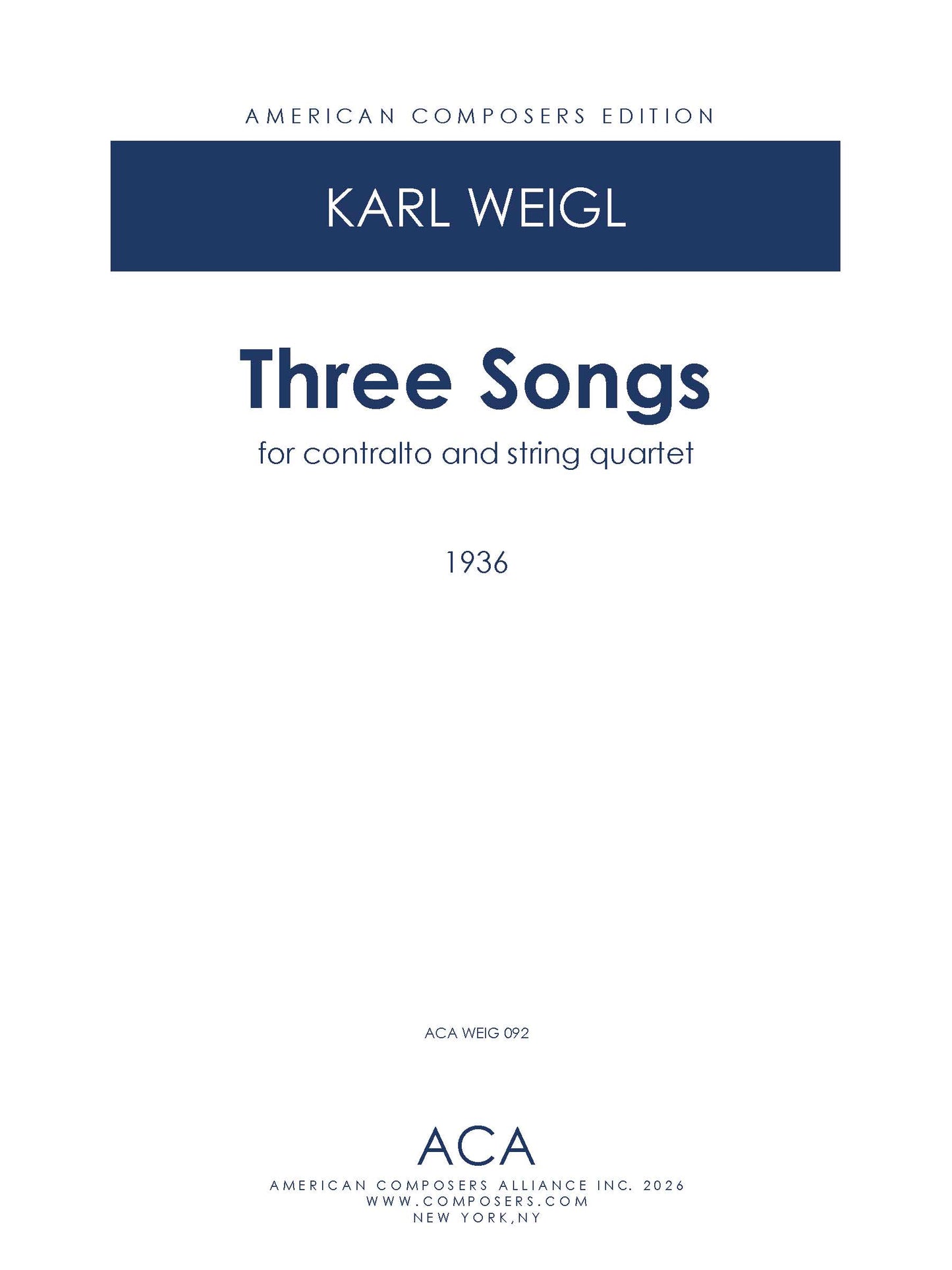 Three Songs for Contralto and String Quartet