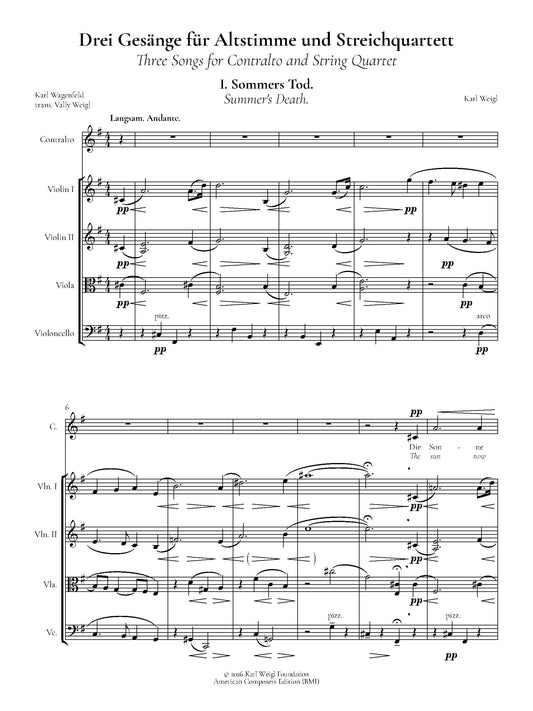 Three Songs for Contralto and String Quartet