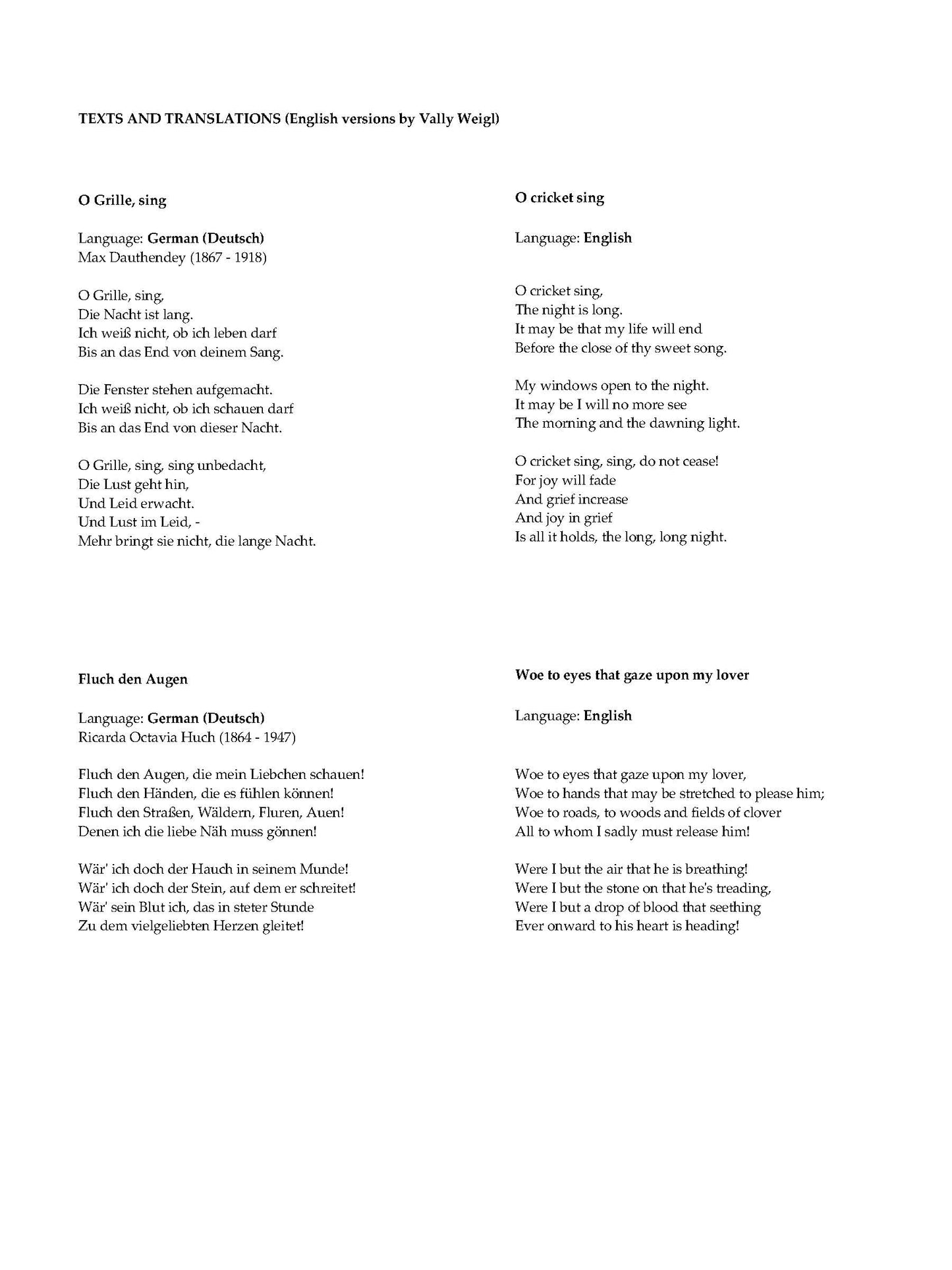THREE SONGS FOR MEZZO SOPRANO and STRING QUARTET