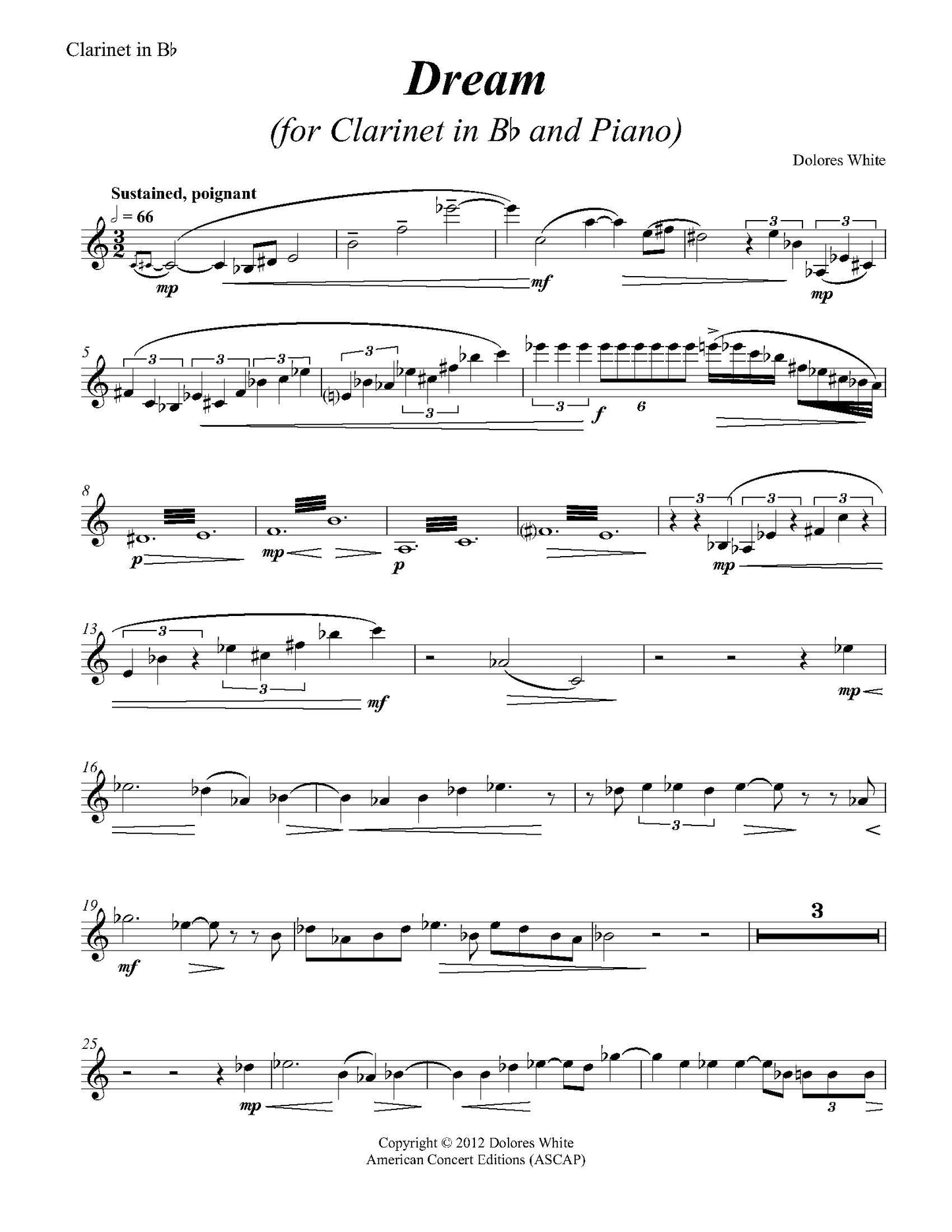 Dream for Clarinet and Piano