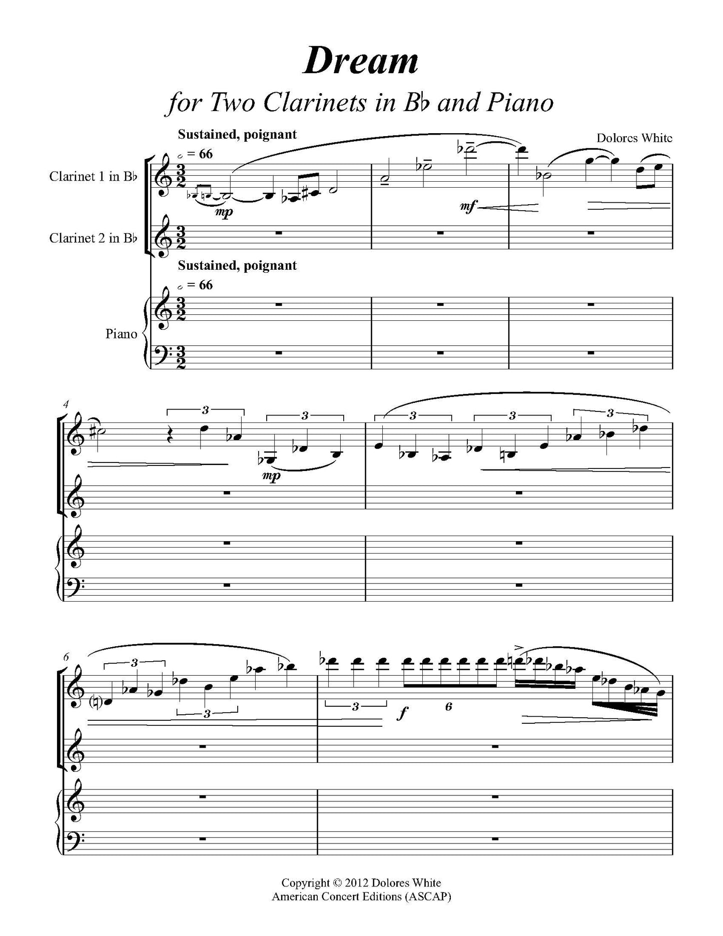 Dream for Two Clarinets and Piano