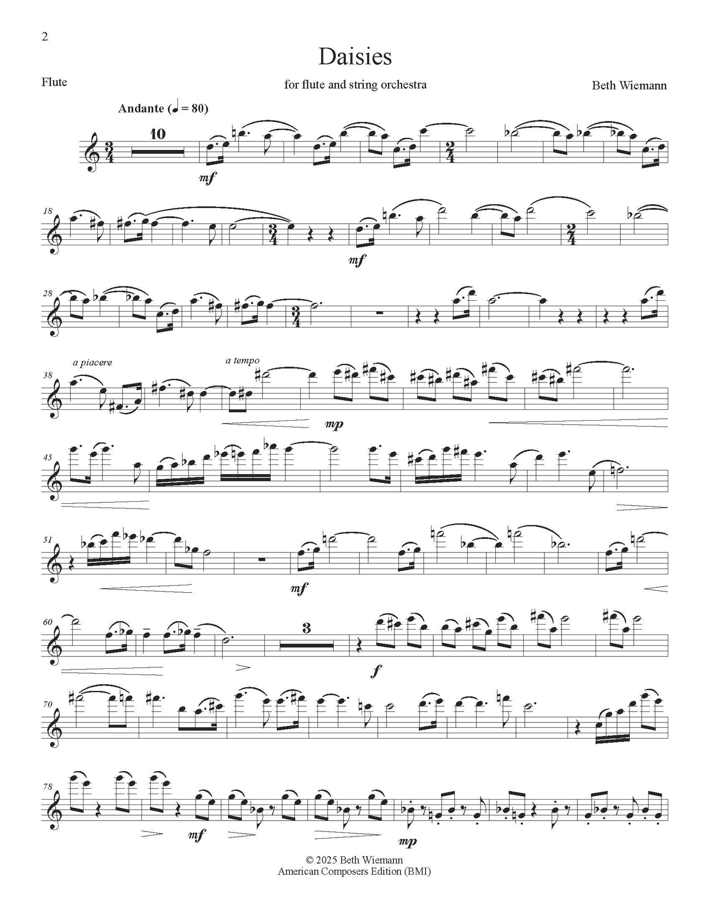 Daisies for Flute and String Orchestra