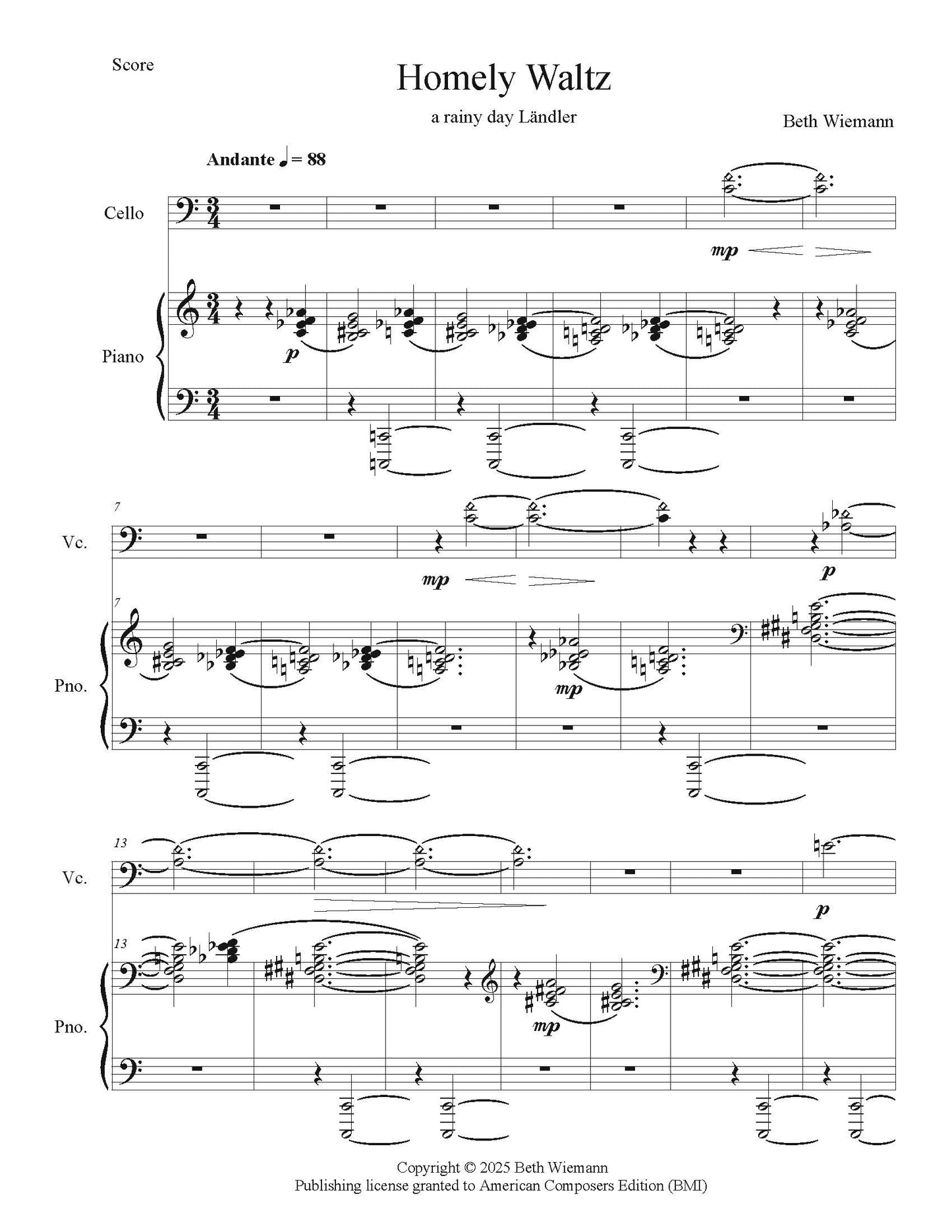 Homely Waltz: A Rainy Day Ländler