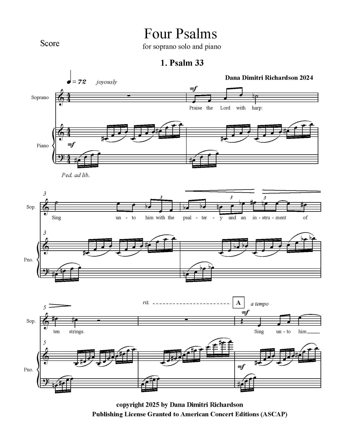 Four Psalms for Soprano and Piano