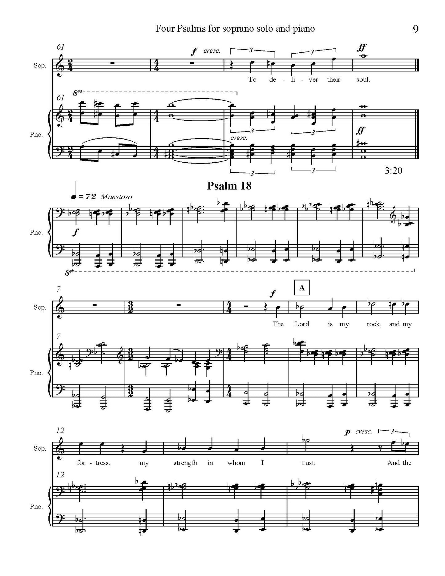 Four Psalms for Soprano and Piano