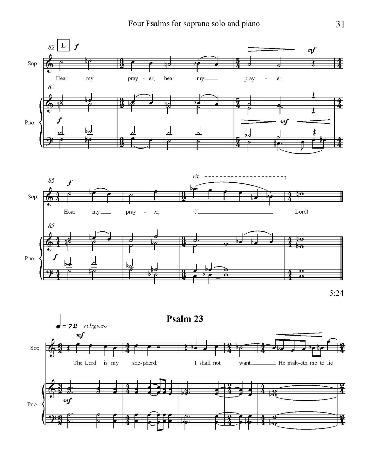 Four Psalms for Soprano and Piano