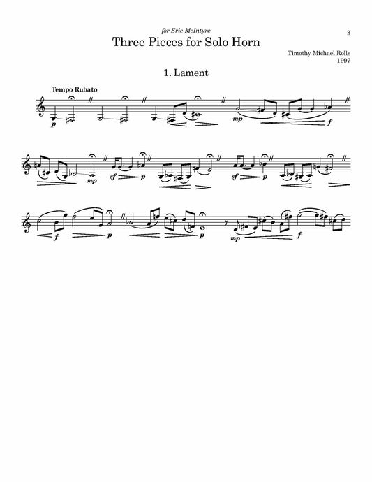 Three Pieces for Solo Horn