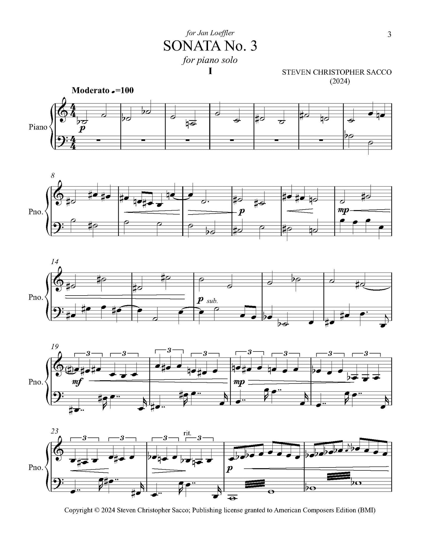 Sonata No. 3 for Piano Solo