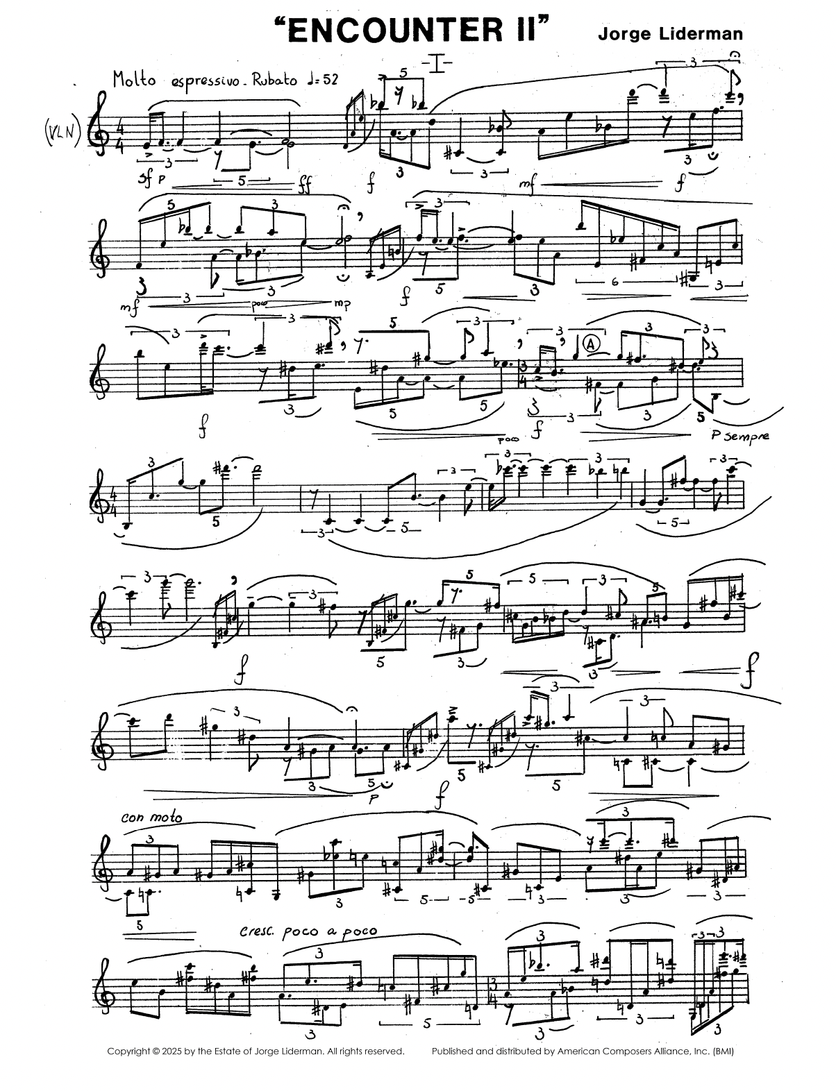 Encounter II for Violin Solo