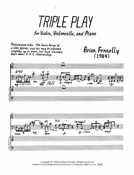 Triple Play (Trio No. 1 for Violin, Cello, and Piano)