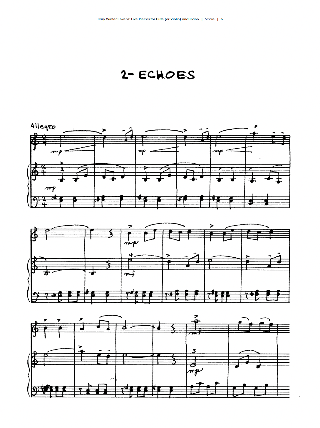 Five Pieces for Flute (or Violin) and Piano
