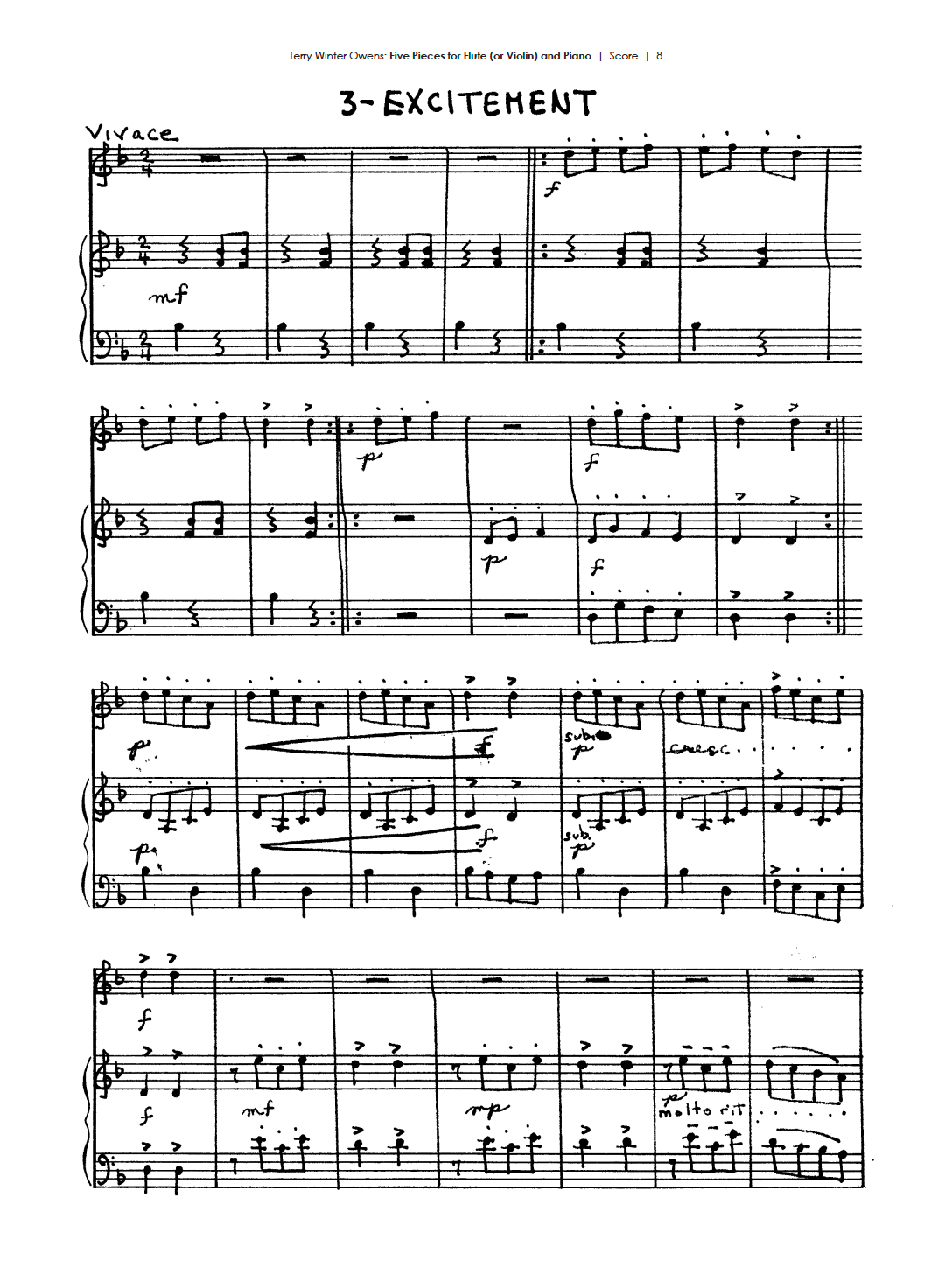 Five Pieces for Flute (or Violin) and Piano