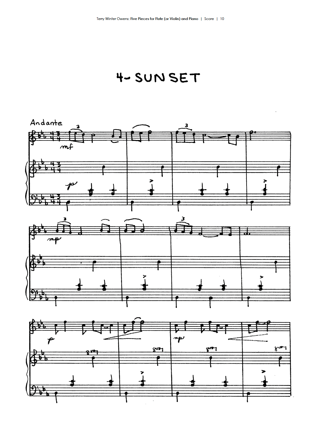 Five Pieces for Flute (or Violin) and Piano