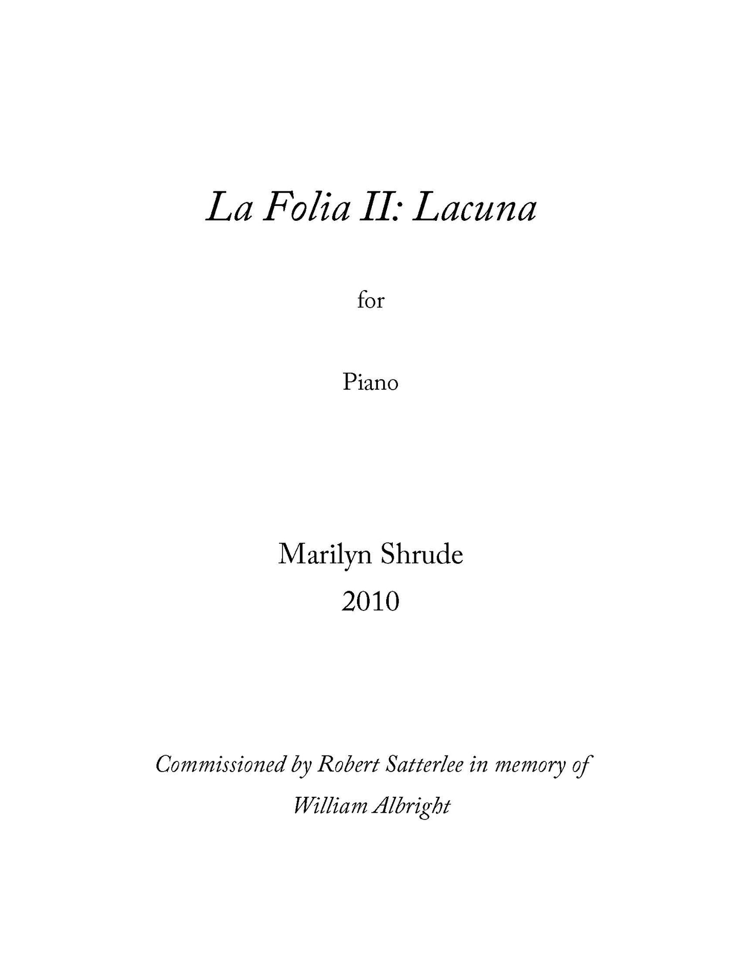 La Folia II: Lacuna