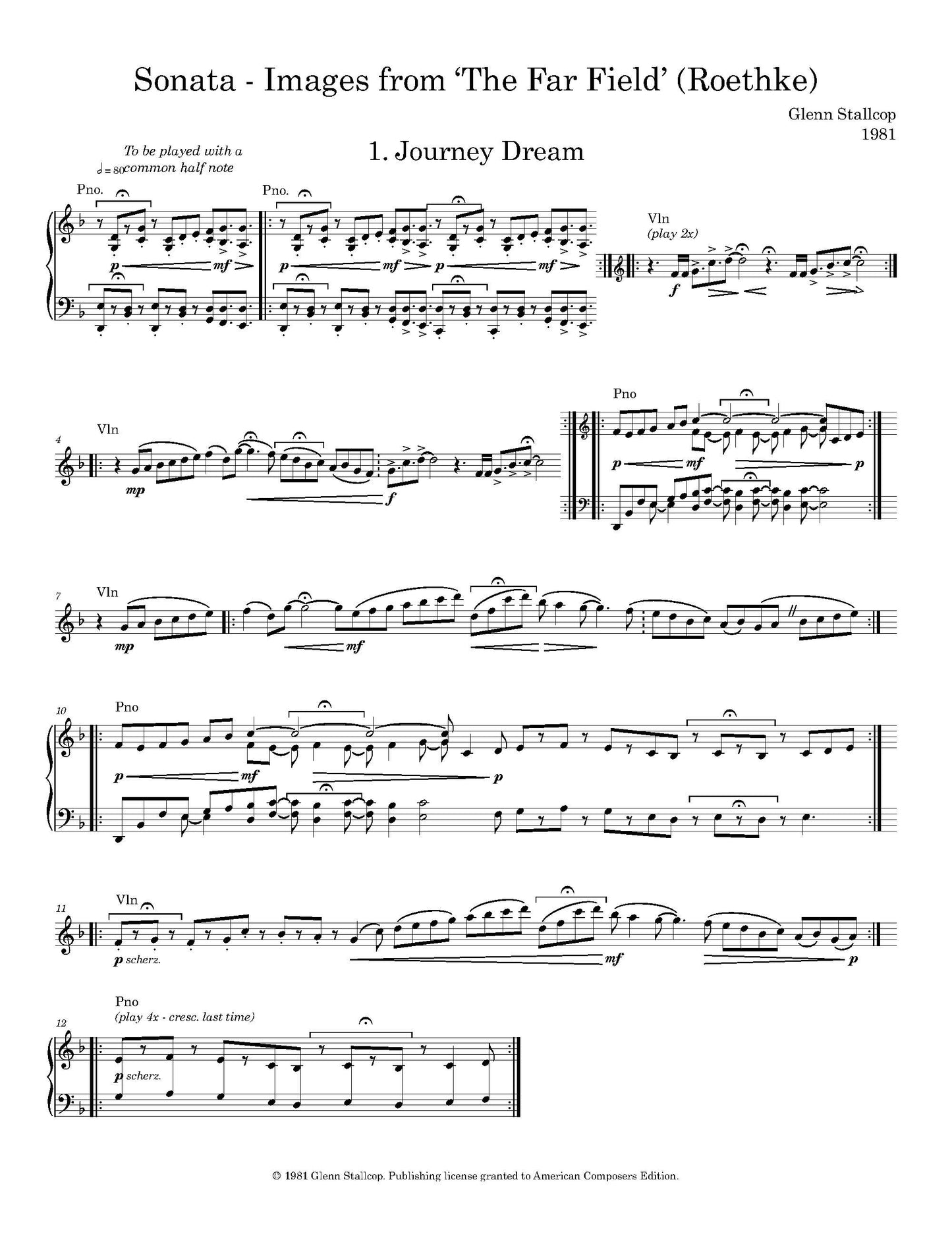 Sonata No. 1 for Violin and Piano: Images from "The Far Field"