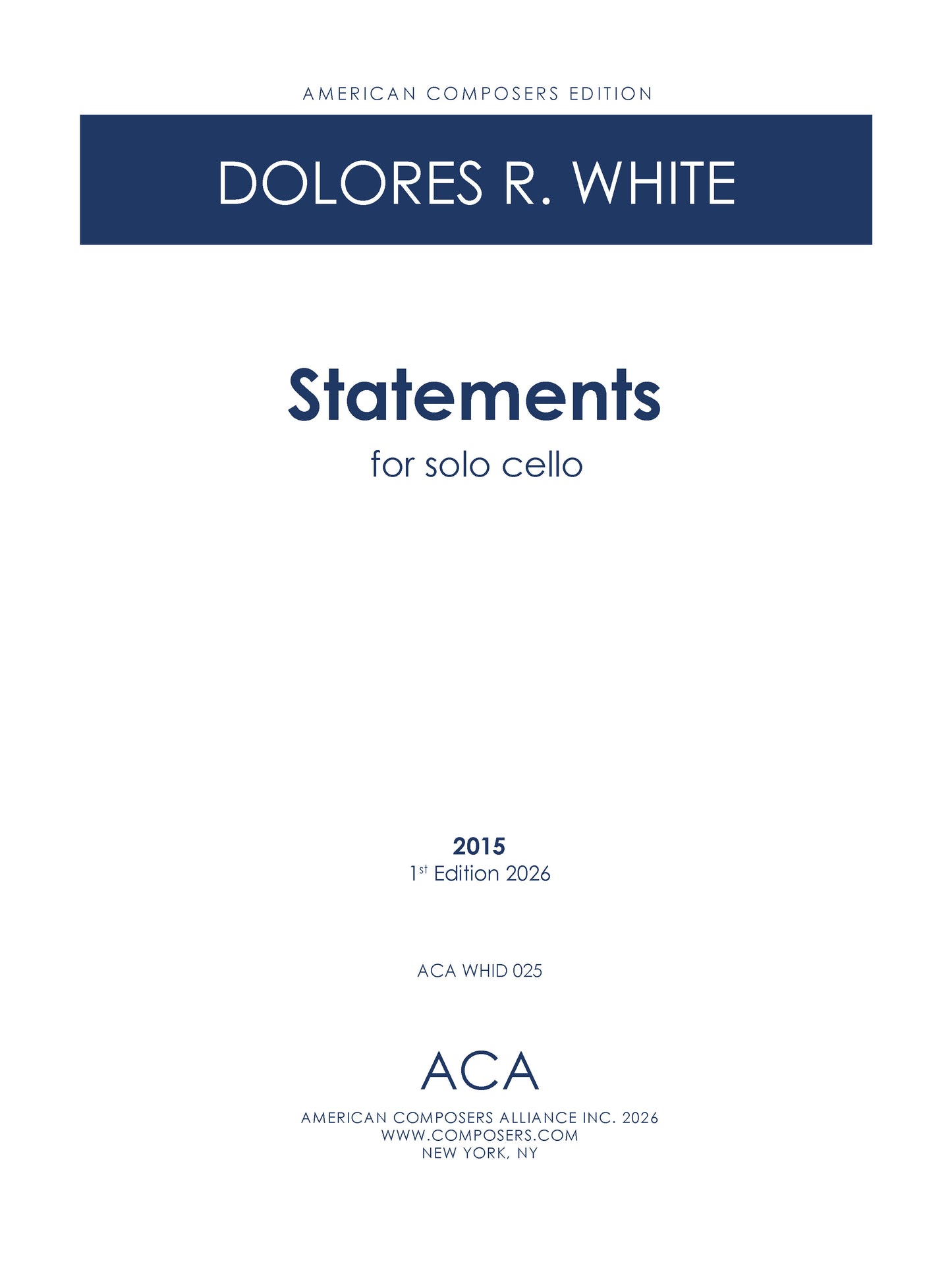 Statements for Cello