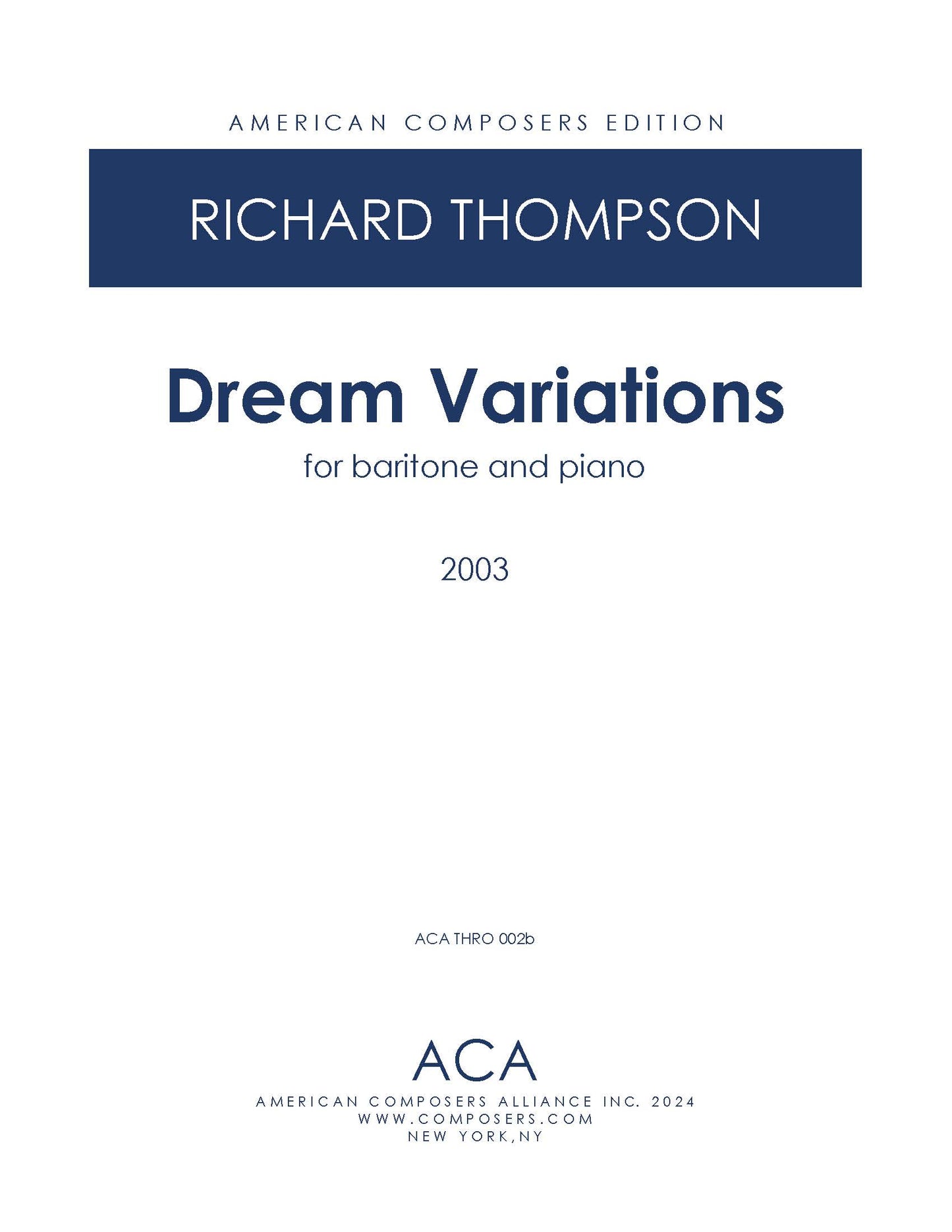 DREAM VARIATIONS (Baritone)