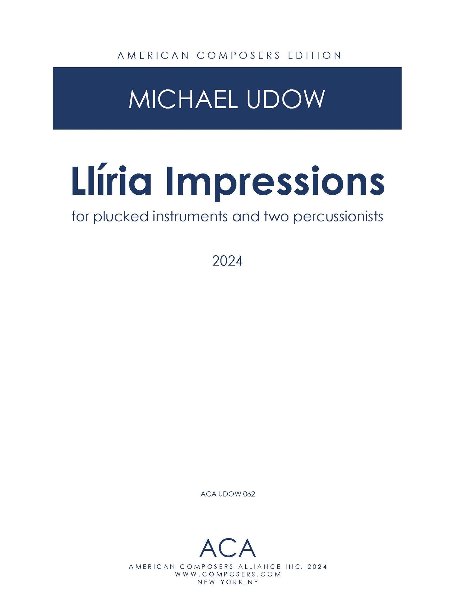 Llíria Impressions for Plucked Strings and Percussion