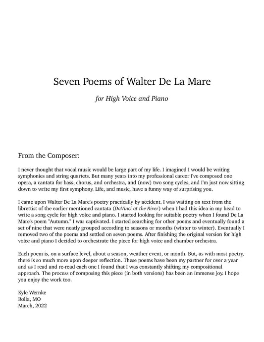 Seven Poems of Walter De La Mare